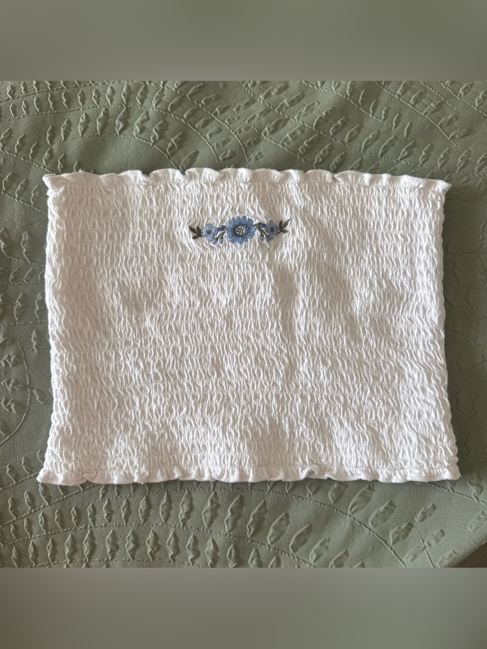 Reversible White Textured Tube Top Embroidery